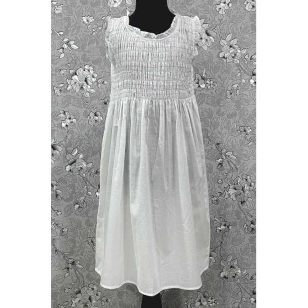 SoieRose Girls Victorian Cotton Heirloom Dress with Red Smocking – SR-1238